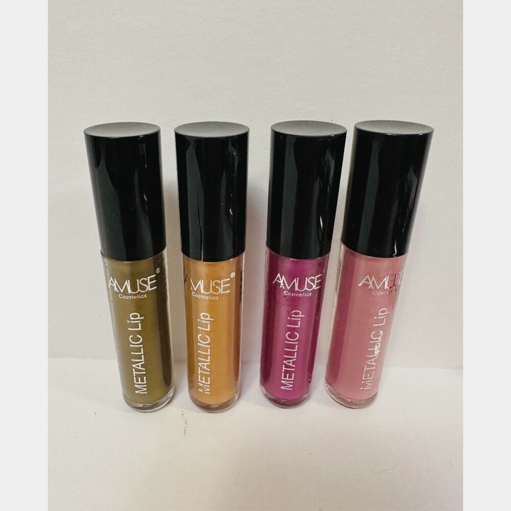 4x AMUSE Metallic Lip Liquid Lipstick Gloss Assorted Colors New Sealed